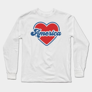 America: Groovy and Patriotic 4th of July Design Long Sleeve T-Shirt